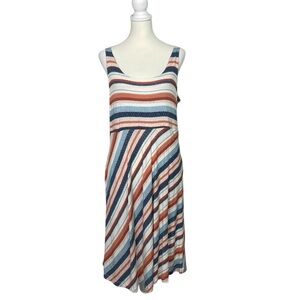 Maurices 24/7 Striped Midi Dress Large NWT Sleeveless Stretch Rayon Swing Casual